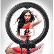 Combo Buy RL-18 LED Ring Light 5500K Photography Dimmable Ring Lamp, runs on direct current and battery + Battery Charger + Battery 